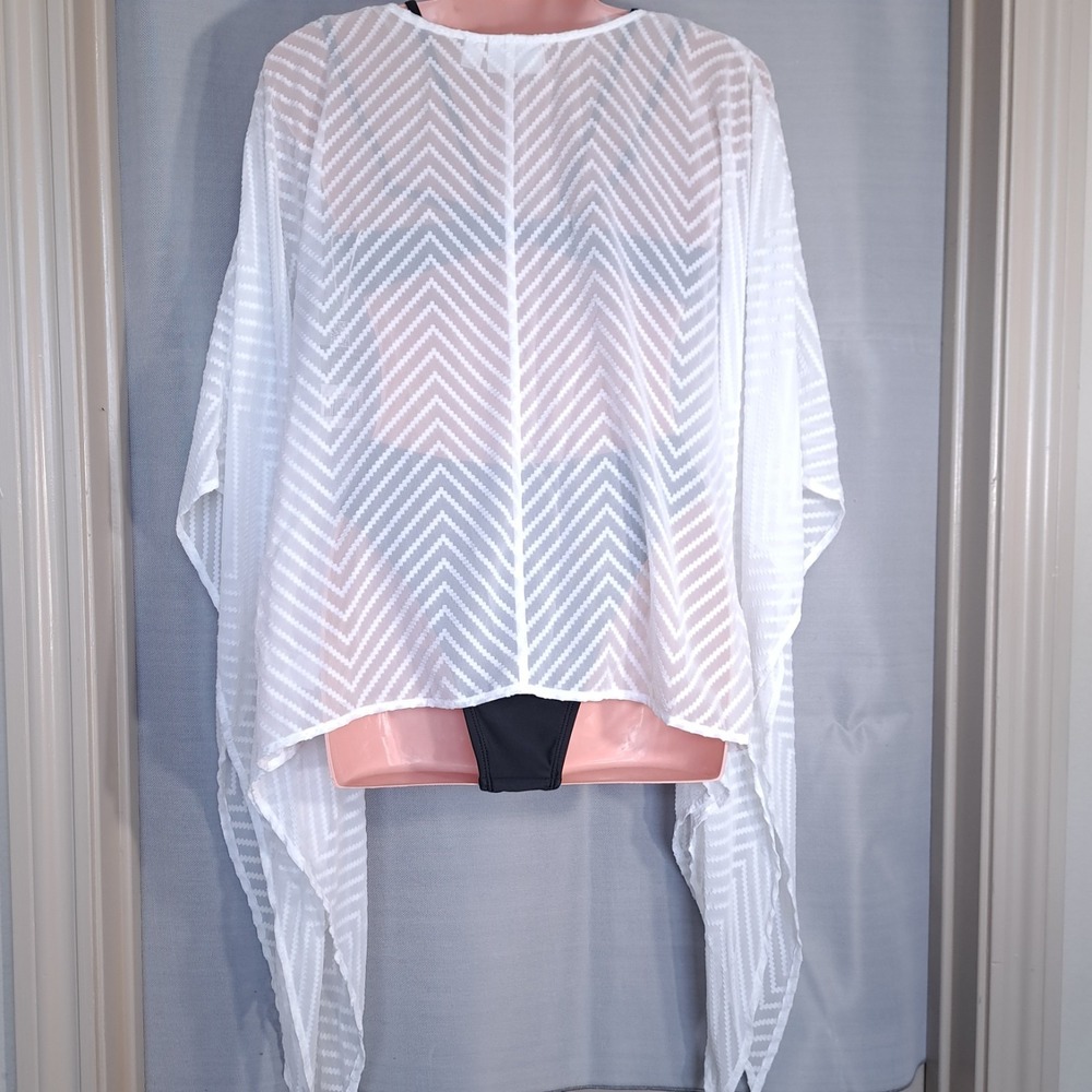 Bisou Bisou Women's Cardigan White Size S Sheer Kimono Cover Up Beach Summer - Picture 11 of 11